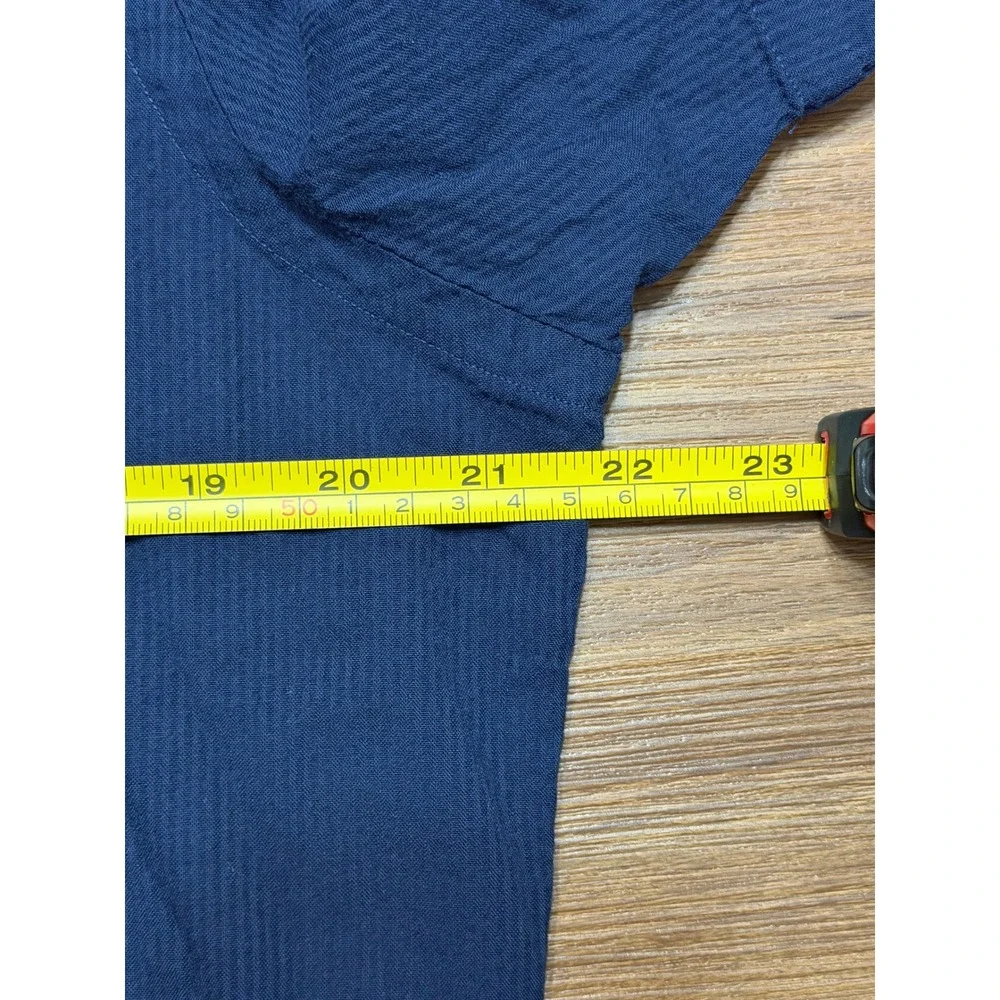 Polo Ralph Lauren Mens Navy Seersucker Short Sleeve Untucked Fit Shirt Sz M